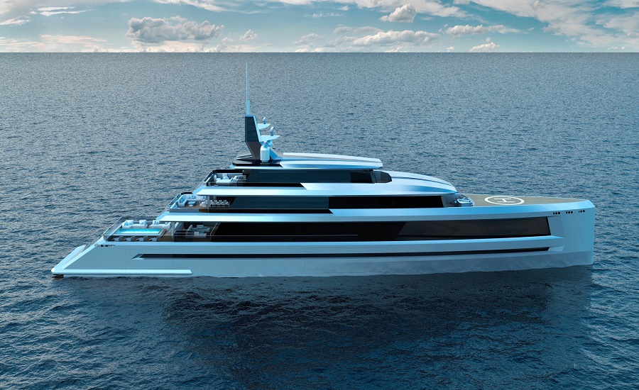 Superyacht 80m project sunset by Alejandro Crespo